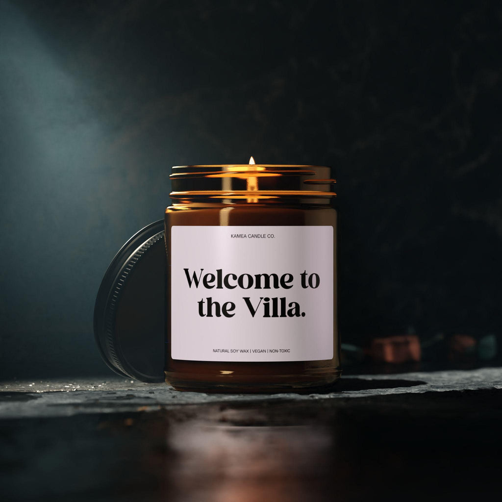 Welcome to the Villa Love Island | Relaxing Amber Jar Candle, Eco-Friendly Gift, Home Décor, Aromatherapy Premium Candle